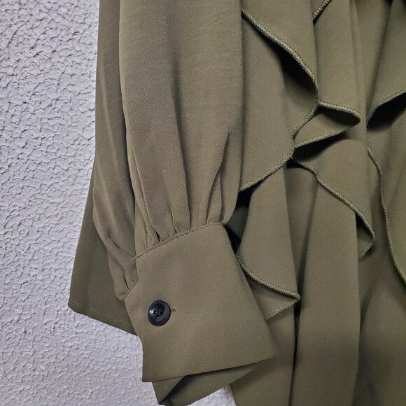 Tops - Women - La' Ros Draping Blouse - Army Green - Size Small - New w/Tags - Picture 4 of 7